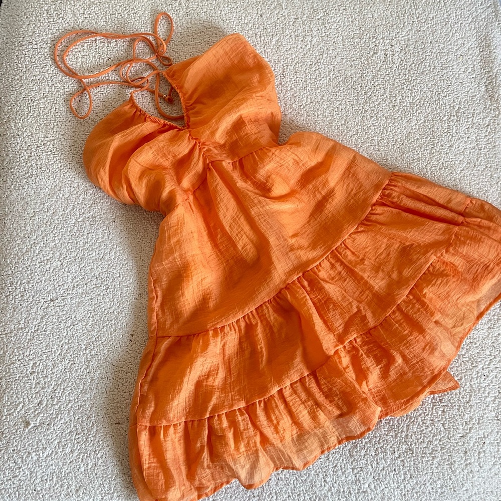 Vibrant Orange Summer mini Dress size S